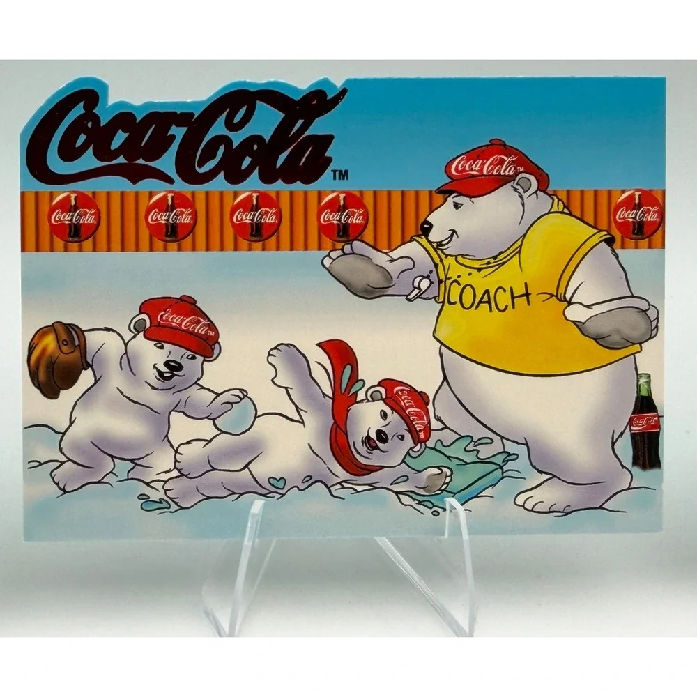 Vintage Coca-Cola Polar Bear Baseball Postcards Set of 4 Winter Sports Theme